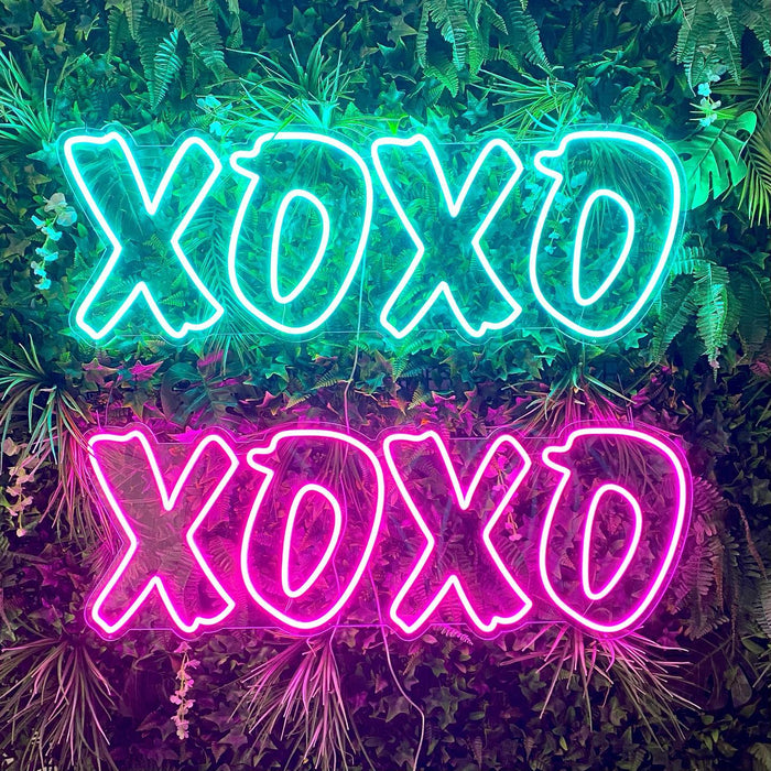 XOXO XOXO blue and pink neon sign