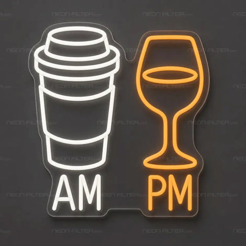 AM Coffee PM Wine Neon Sign for Cafe Decor - Neon Filter