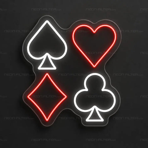 Card Suits Neon Sign for ManCave Decor - Neon Filter
