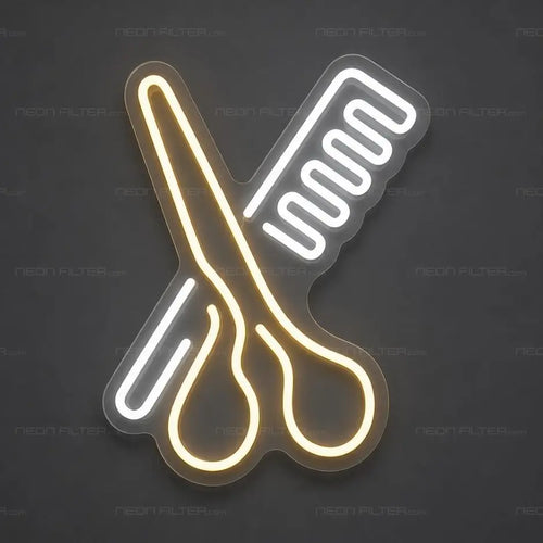Comb and Scissors Neon Sign for BeautySalon Decor - Neon Filter