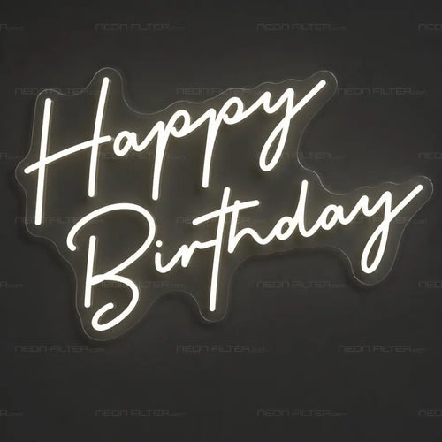 Happy Birthday Handwritten Neon Sign for Birthday Decor - Neon Filter