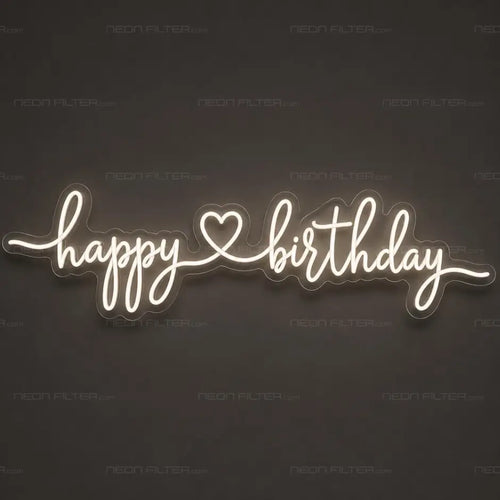 Happy Birthday Heartline Neon Sign for Birthday Decor - Neon Filter