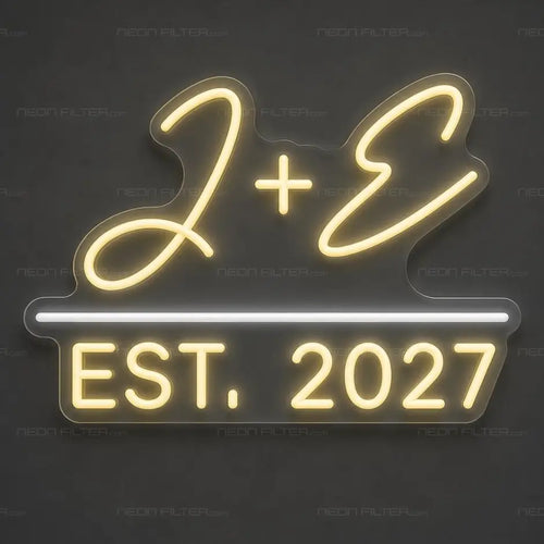 J + E Est. 2027 Neon Sign for Wedding Decor - Neon Filter
