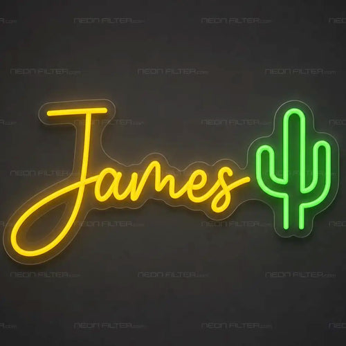Personalised James Cactus Neon Sign for Kids Decor - Neon Filter