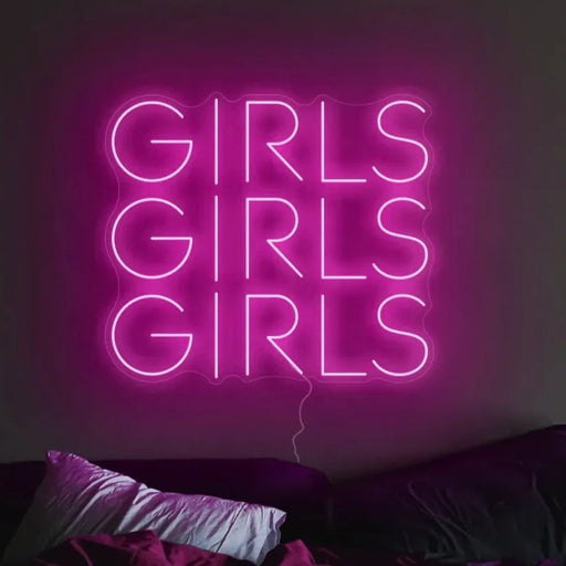 Girls Girls Girls Neon Sign in Love Potion Pink