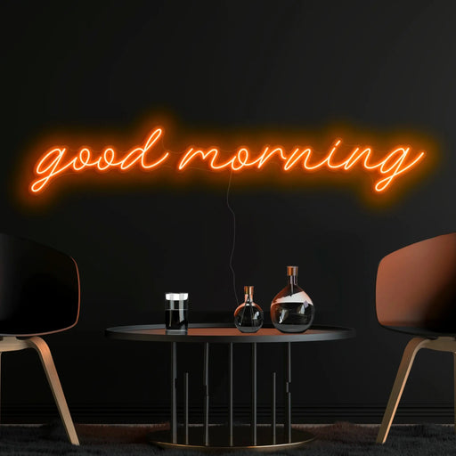 good morning Neon Sign in Sunset Orange