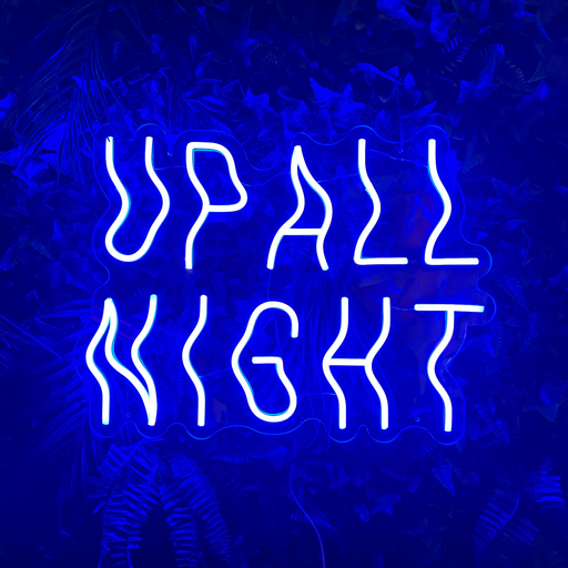 Up All Night Neon Sign in santorini blue
