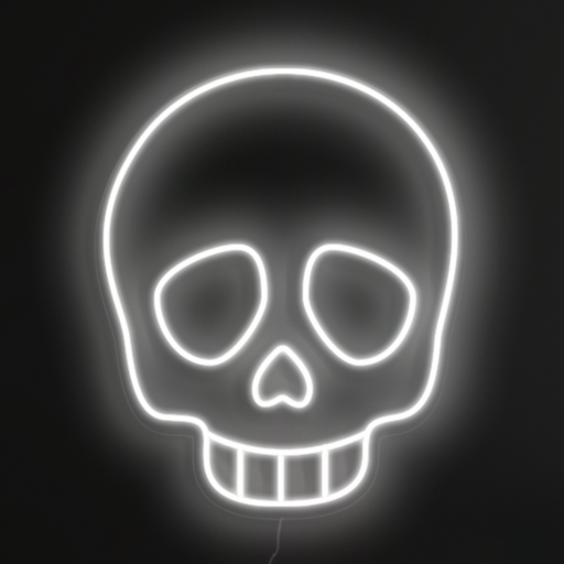 Skull emoji Neon Sign in snow white