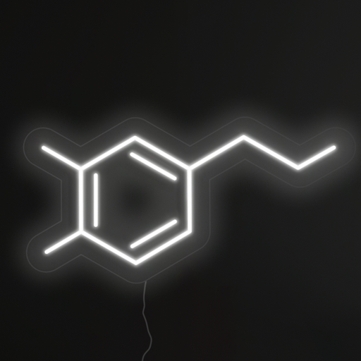 Serotonin Molecule Neon Light in snow white