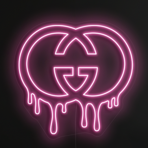 Dripping Gucci Neon Sign in Pastel Pink