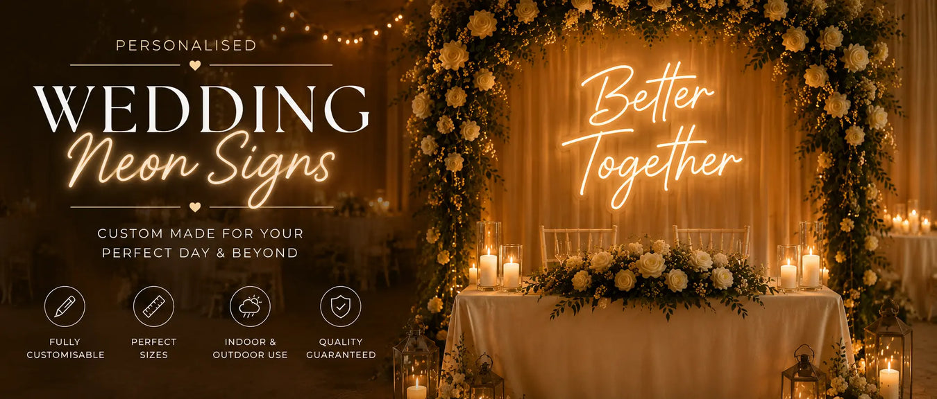 Wedding neon signs, wedding decor ideas