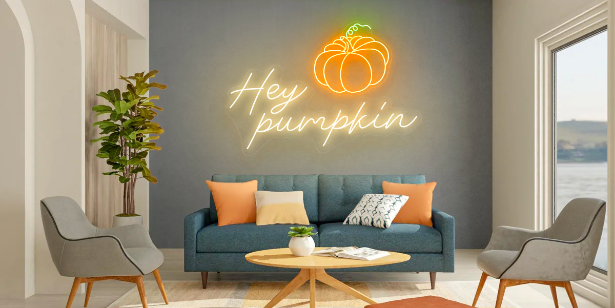 Hey pumpkin neon sign