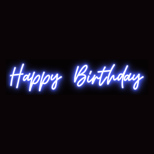 Happy Birthday Neon Sign in Santorini Blue