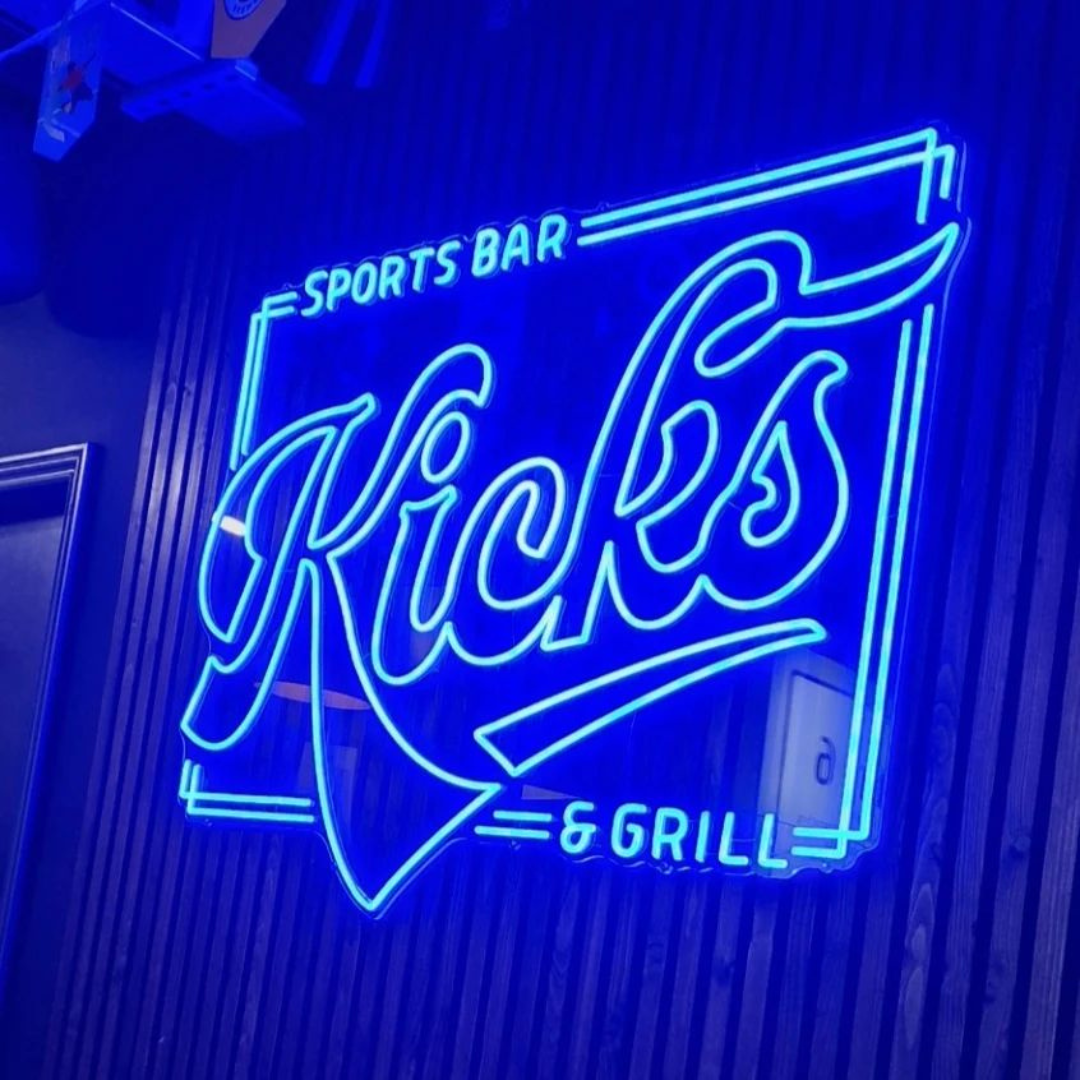 Kicks Sports Bar & Grill Neon Logo Sign
