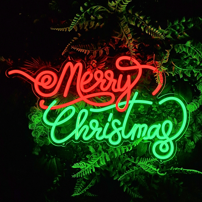 Merry Christmas Neon Sign in Red and Green