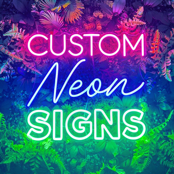 Custom neon sign pink blue and green