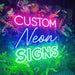Custom neon sign in pink, blue and green