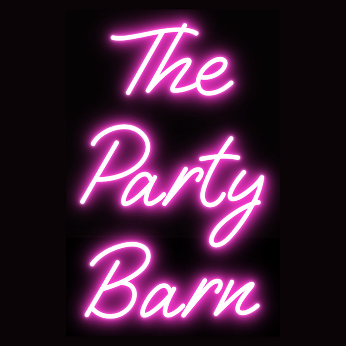 The party barn pink neon sign