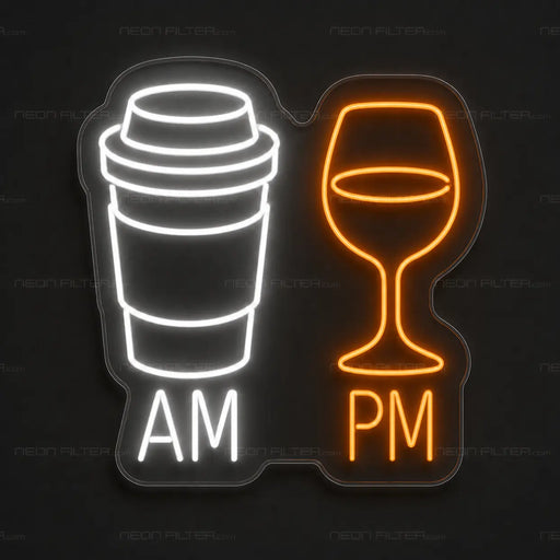AM Coffee PM Wine Neon Sign for Cafe Decor - Neon Filter