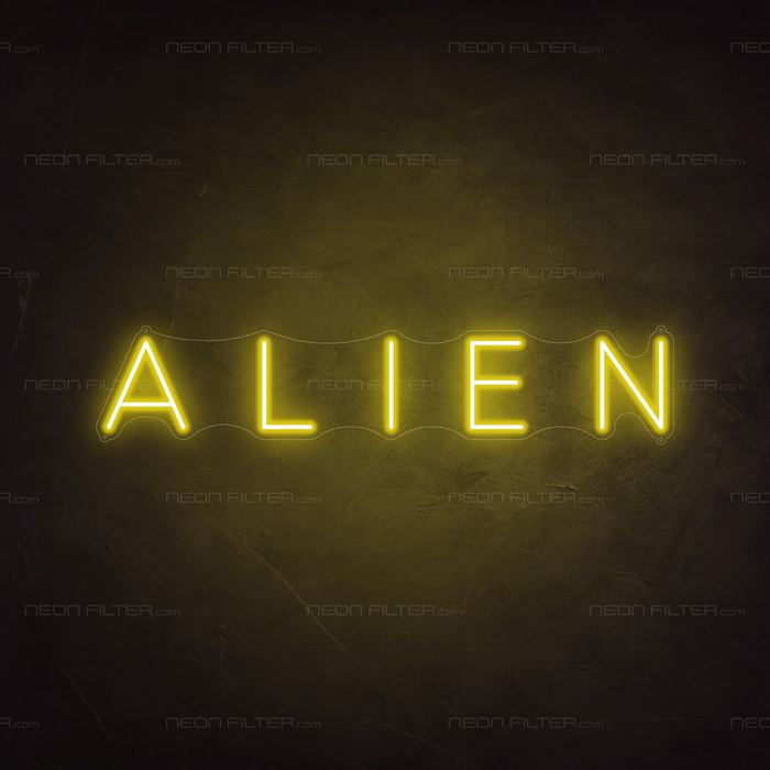 Alien Neon Sign in Paradise Yellow