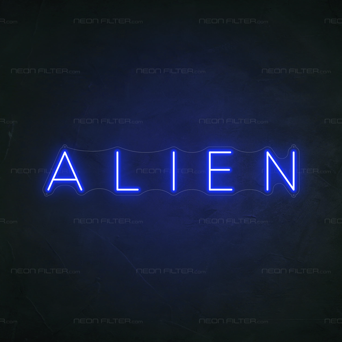Alien Neon Sign in Santorini Blue