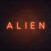 Alien Neon Sign in Sunset Orange