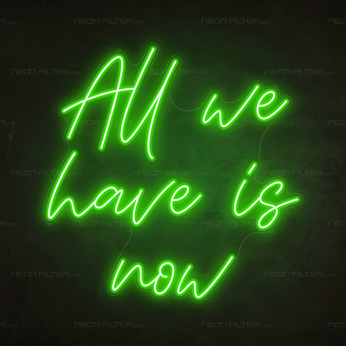 All We Have Is Now Neon Sign in Glow Up Green