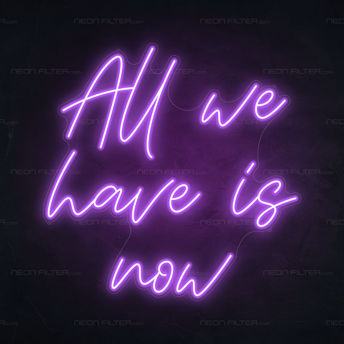 All We Have Is Now Neon Sign in Hopeless Romantic Purple