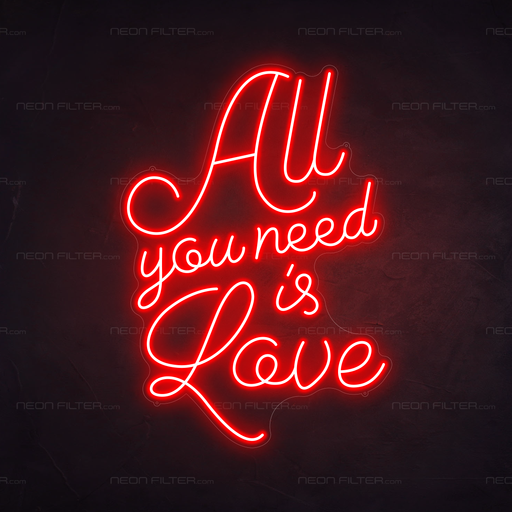 All You Need Is Love Neon Light in Hot Mama Red