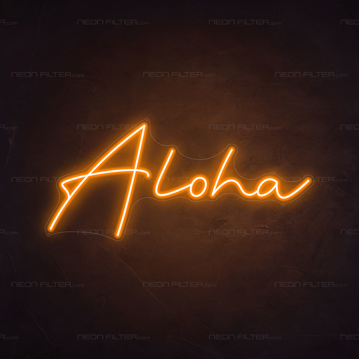 Aloha Neon Sign in Hey Pumpkin Orange