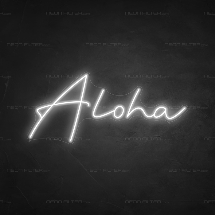 Aloha Neon Sign in Snow White