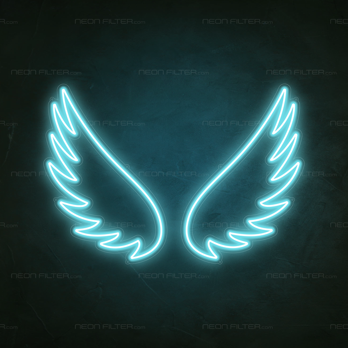 Angel Wings Neon Sign in Glacier Blue