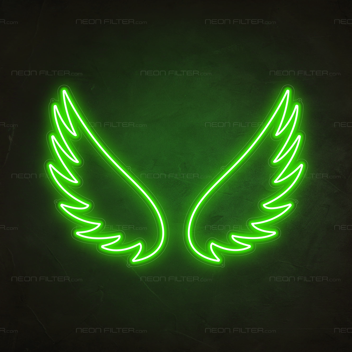 Angel Wings Neon Sign in Glow Up Green