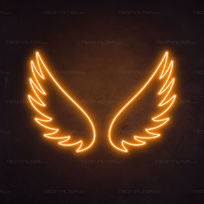 Angel Wings Neon Sign in Hey Pumpkin Orange