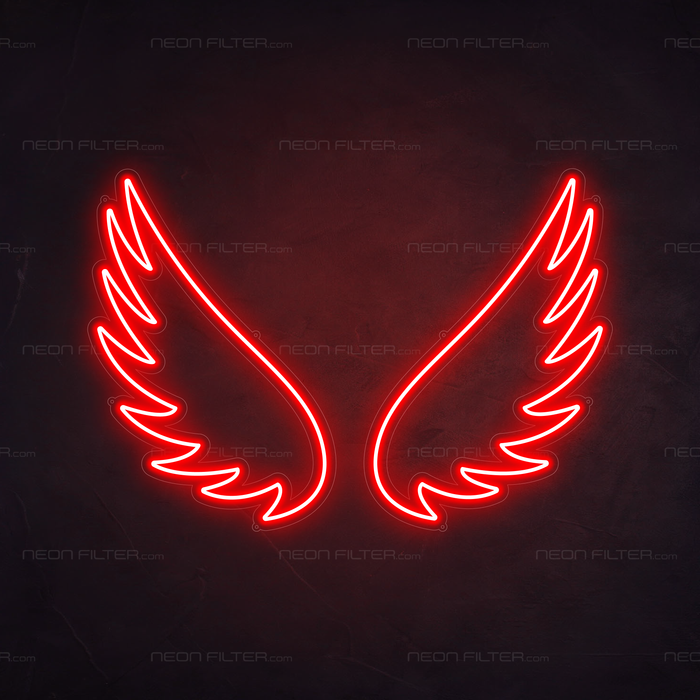 Angel Wings Neon Sign in Hot Mama Red