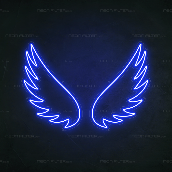 Angel Wings Neon Sign in Santorini Blue