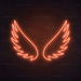 Angel Wings Neon Sign in Sunset Orange