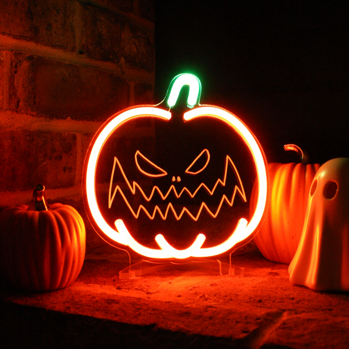 Evil pumpkin mini halloween neon sign 