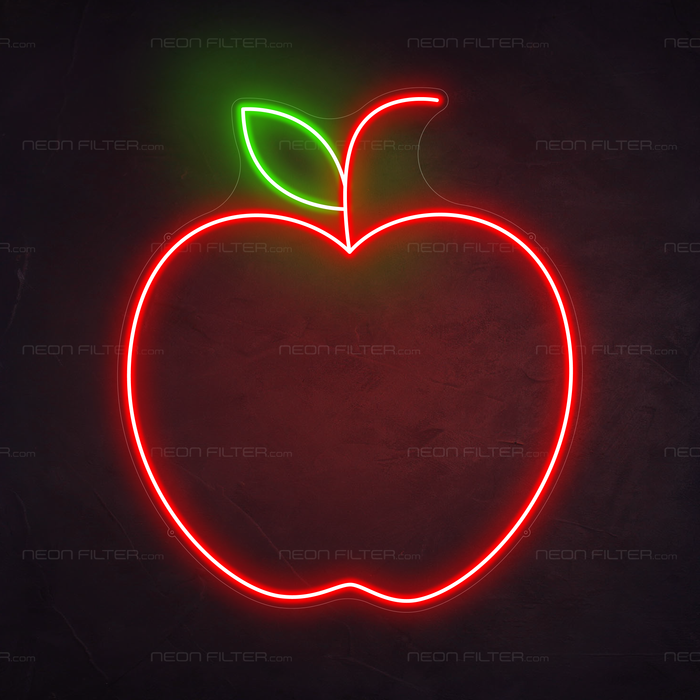 Apple Neon Sign in Hot Mama Red and Glow Up Green 