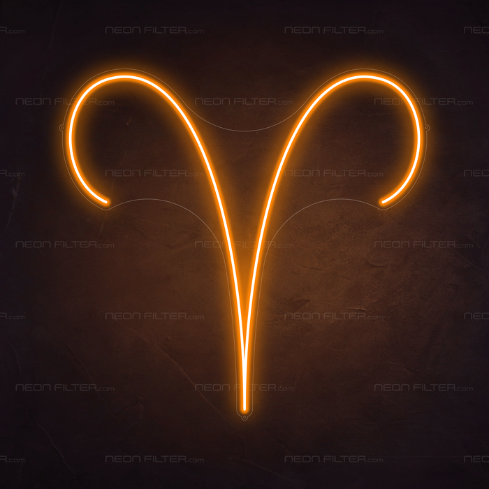 Aries Neon Sign in Hey Pumpkin Orange