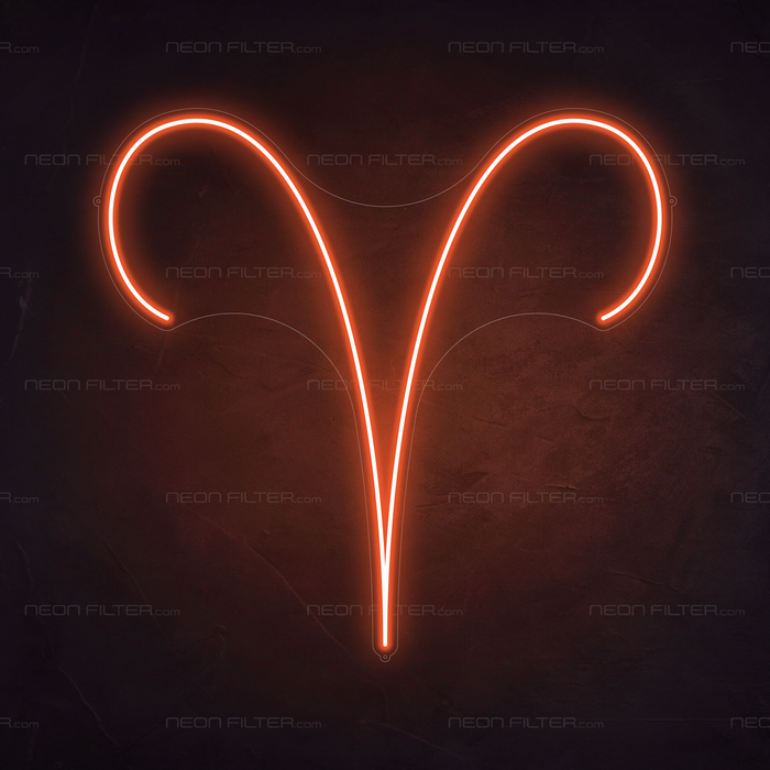 Aries Neon Sign in Sunset Orange