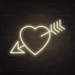 Arrow Heart Neon Sign in Cosy Warm White