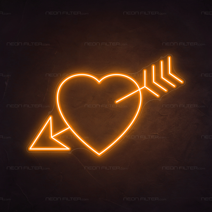 Arrow Heart Neon Sign in Hey Pumpkin Orange