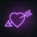 Arrow Heart Neon Sign in Hopeless Romantic Purple