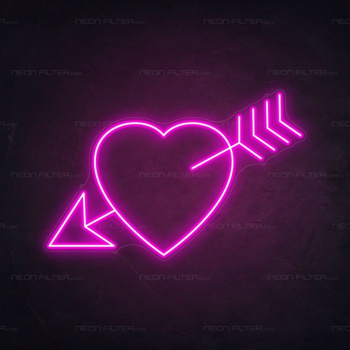 Arrow Heart Neon Sign in Love Potion Pink