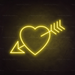 Arrow Heart Neon Sign in Paradise Yellow