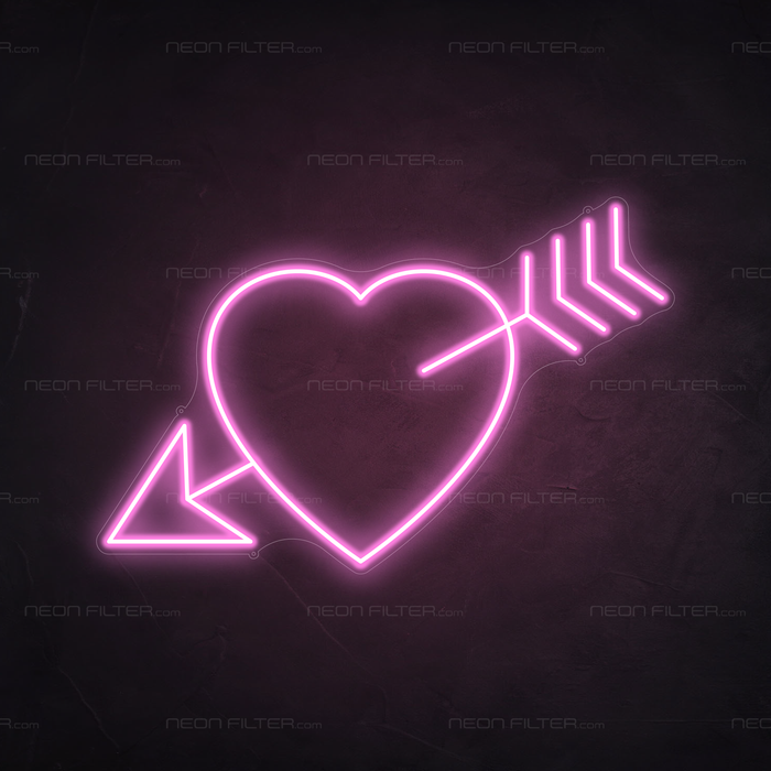 Arrow Heart Neon Sign in Pastel Pink