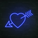 Arrow Heart Neon Sign in Santorini Blue