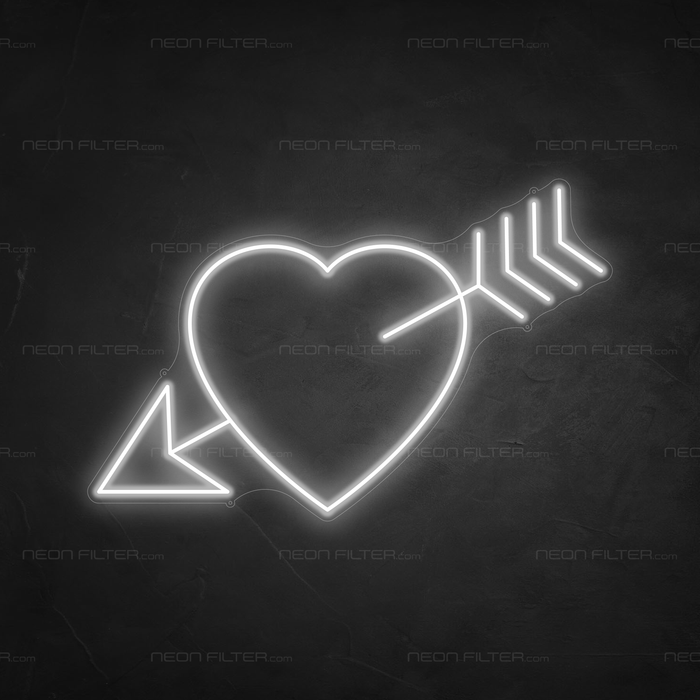 Arrow Heart Neon Sign in Snow White