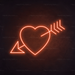 Arrow Heart Neon Sign in Sunset Orange